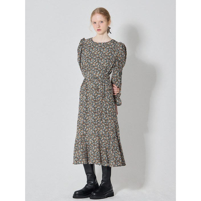 오조크 오조크(OZOC)  퍼프 소매 플로럴 원피스 (택가격: 87000원)