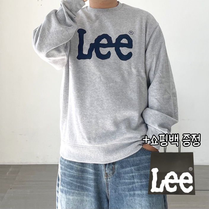 당일출고정품 LEE 리 빅 트위치 로고 맨투맨 그레이  쇼핑백