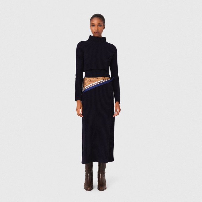 마쥬 브랜드관 25FW 투인원 풀오버 레이어드 니트 드레스