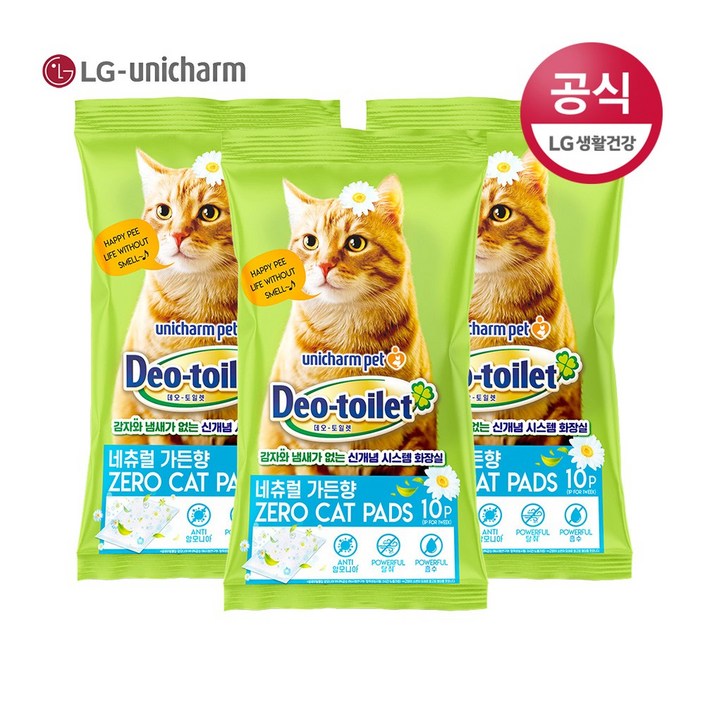LG유니참 데오 토일렛 소취 항균 패드 10P 향 3개