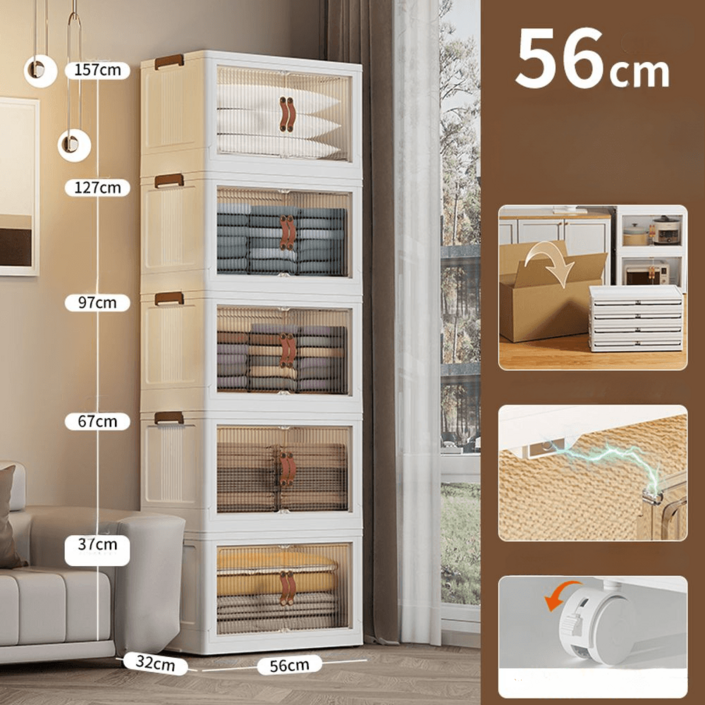 양문형리빙박스 오픈도어 리빙박스 접이식 투명 폴딩 낮은 홈스쿨정리함 책가방정리대