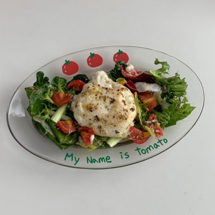 웜보울 듀라렉스 마이네임이즈토마토 강화유리 타원접시 26cm 1p