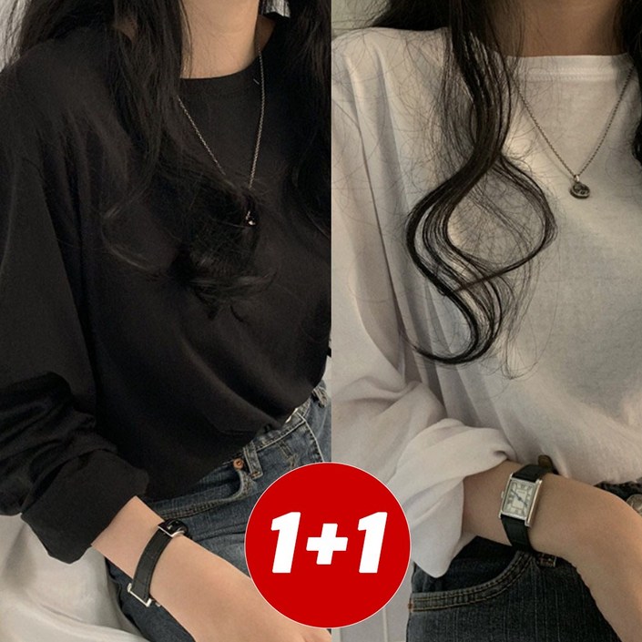 코마드 네츄럴핏 무지 긴팔티 2P WTO011A