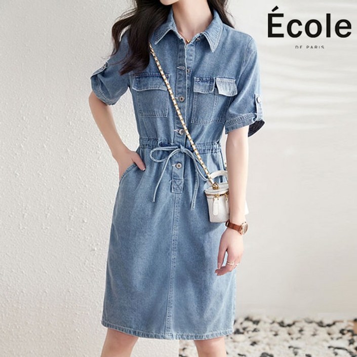 에꼴드파리 워싱 블루 데님원피스 F34WOB012Z 에꼴드파리 워싱 블루 데님원피스 F34WOB012Z