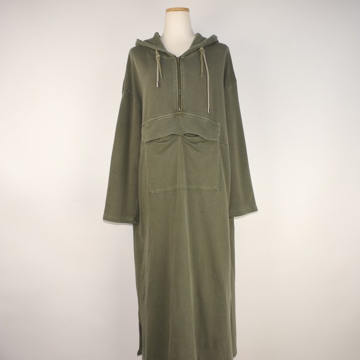 코데즈컴바인 카키 면 집업 긴팔 후드원피스 F 여성 WOP3373 자바구제창고