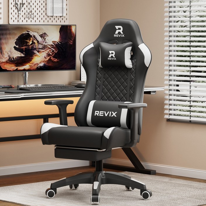레빅스 컴퓨터 게이밍 의자 사무용 각도 높이 조절 등받이 손잡이 조절, 블랙
