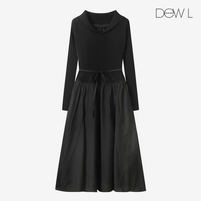 [백화점 정품] 듀엘 원피스 니트블록 벨티드 BK_L254PSE035