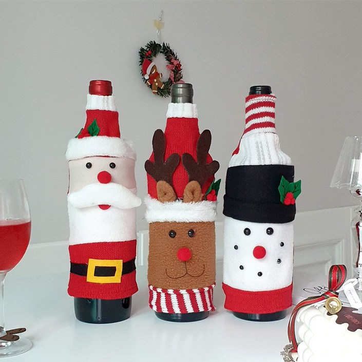 Xmas 크리스마스 와인병 커버 3종 세트