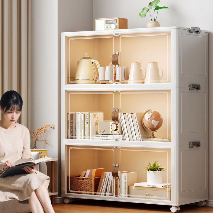 대용량 접이식 폴딩 리빙박스 다용도 수납박스 옷장 옷정리함, 3단