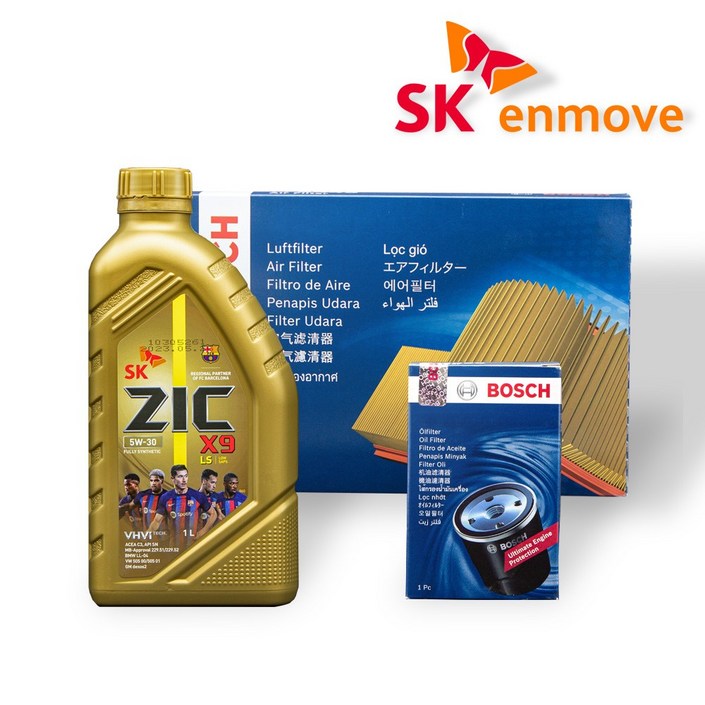 펠리세이드 가솔린 엔진오일 세트 지크 X9 LS 5W30 6L 보쉬 필터 A 3016 O 0105, 6L, 1세트