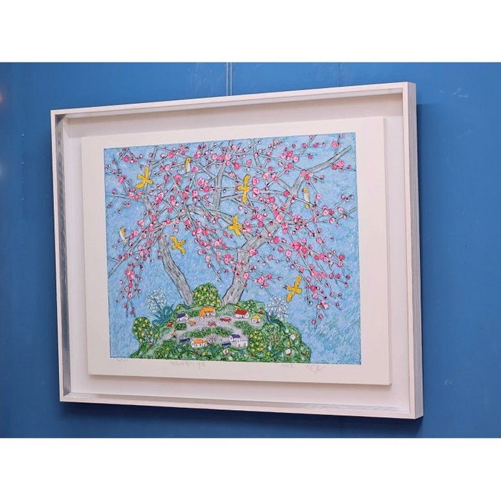 이왈종  제주생활의 중도 Blue Sky Village 원목 입체액자 거실그림