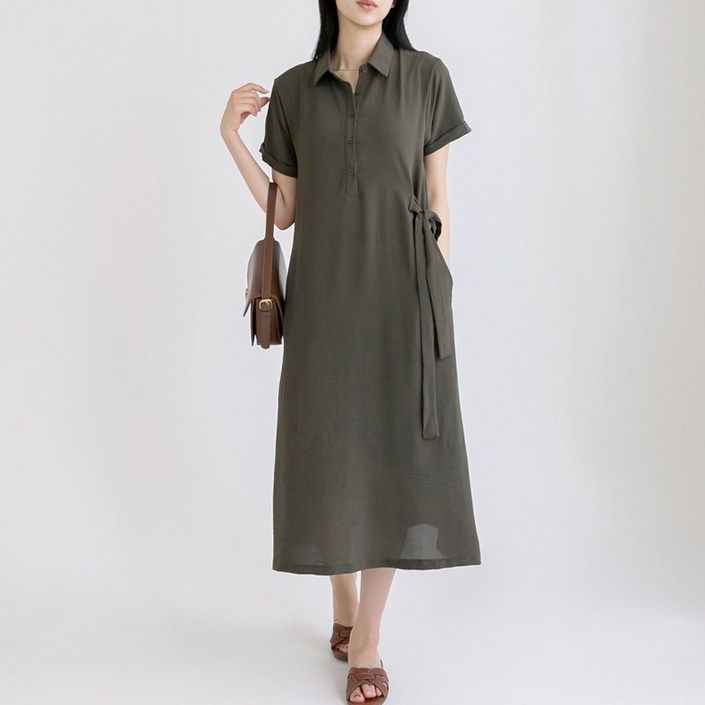 허블리 여성 여름 체형커버 냉감소재 반팔 셔츠 원피스