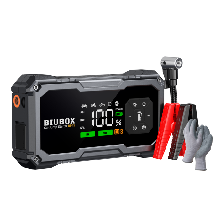 비우박스 자동차 점프스타터+타이어 공기주입기+보조배터리지원 오토바이 가능 12V 가솔린 7L/디젤 4L 2500A 대용량 올인원 모든 차종 호환