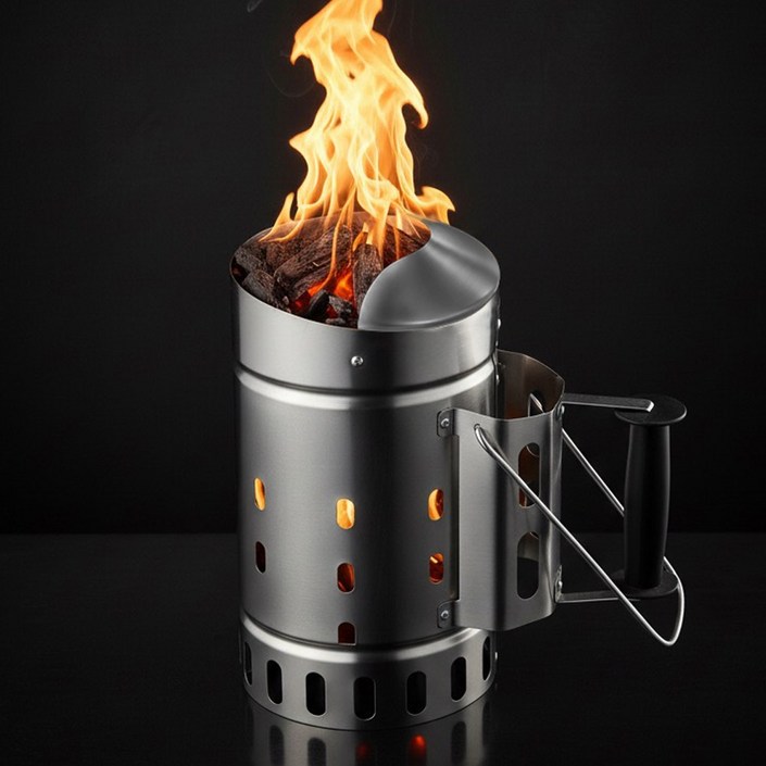 뉴테크캠쿡 차콜스타터 원형 침니스타터 숯불 바베큐그릴 숯착화기 특대형 엠버 플래로, 1개