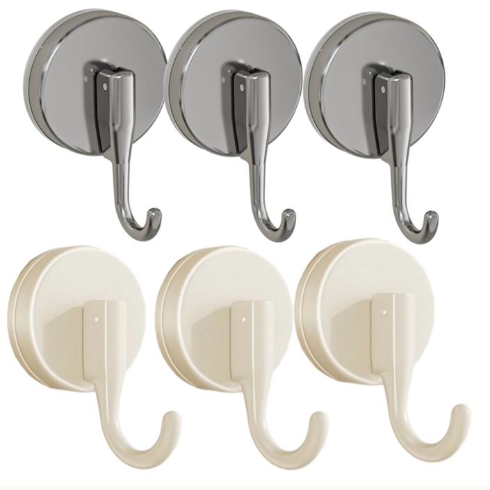 글로피나 강력 흡착 재사용 후크 걸이, 6개, 그레이크림
