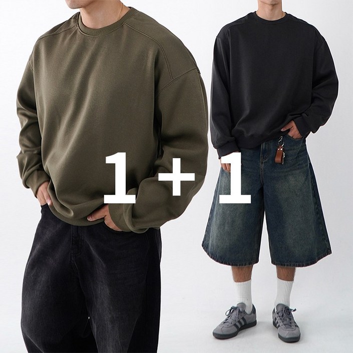 11 절개 합포 남자오버핏맨투맨 어깨넓어보이는맨투맨