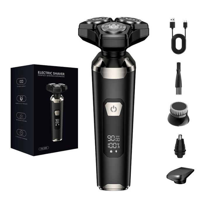 Veralool 남자 3헤드 전기면도기 자기흡인 4in1 생활방수 전동 휴대용 C타입 충전식 쉐이버 코털제거기