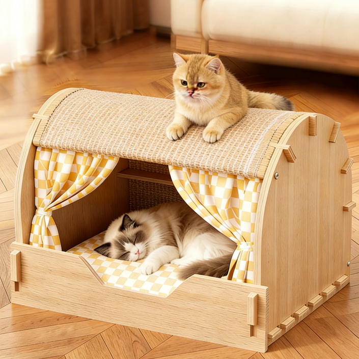 콜콜러브 고양이 숨숨집 사계절용 대형 고급 빌라 고양이 스크래쳐 펫하우스