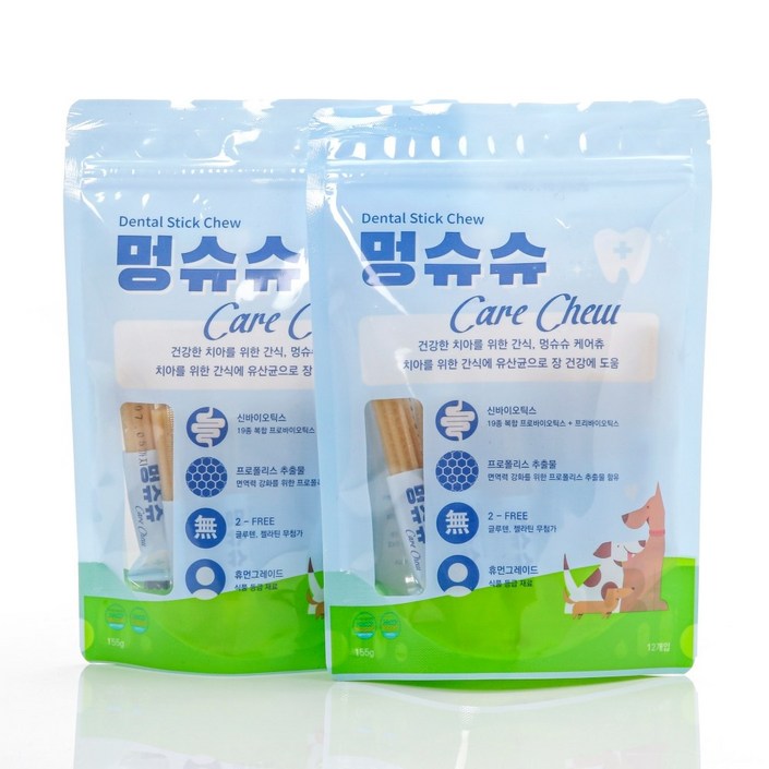 멍슈슈 케어츄 강아지 덴탈껌 155g, 2개 멍슈슈 케어츄 강아지 덴탈껌 155g, 2개