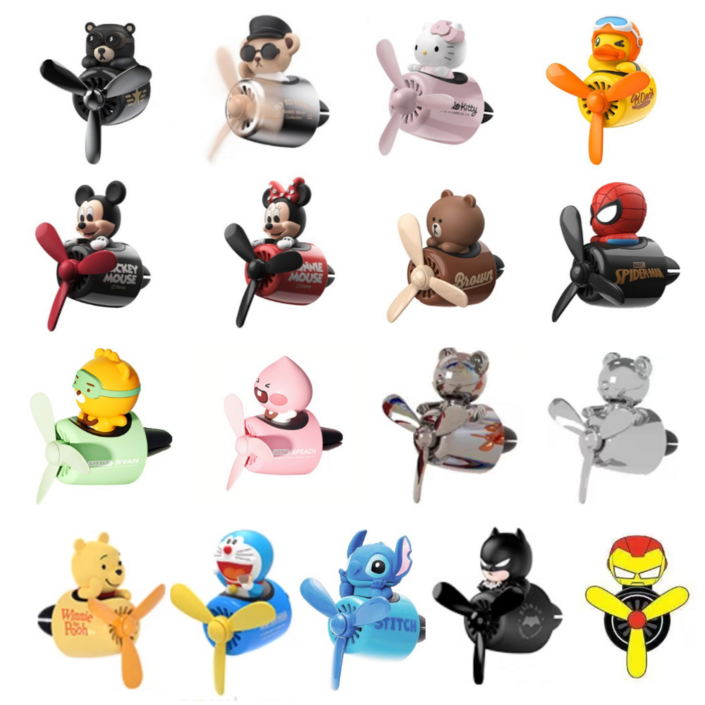 인기17종 차량용 송풍구 프로펠러 방향제 피규어 캐릭터+리필2매