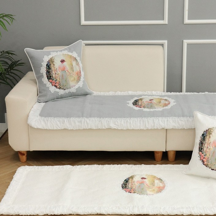 프로방스 고급 인견 명화 쇼파 거실 사각 쿠션 방석