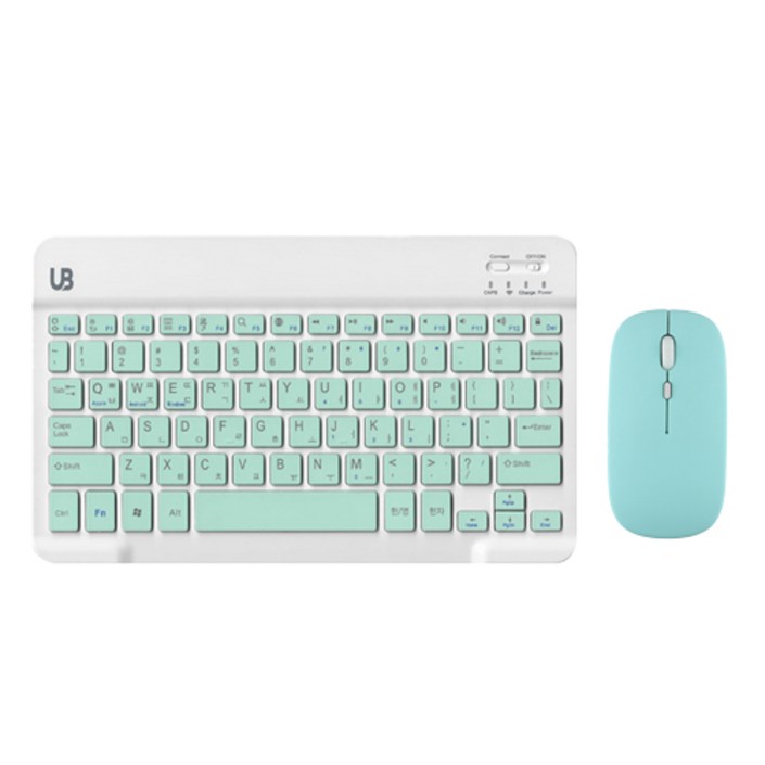 UB BK1 블루투스 무선 키보드마우스 세트, 텐키리스, 그린 세트, BK1