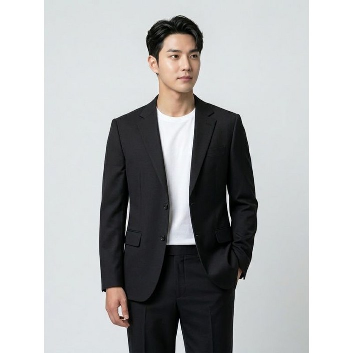 BY파크랜드 그레이 모혼방 스트레치 수트셋업-A5SS2310410A A5PS2310376A