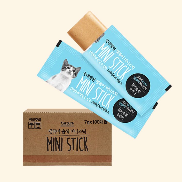 캣퓨어 미니스틱 콤보 4종 세트 대용량 고양이 간식, 200개, 7g, 닭가슴살 앤 연어