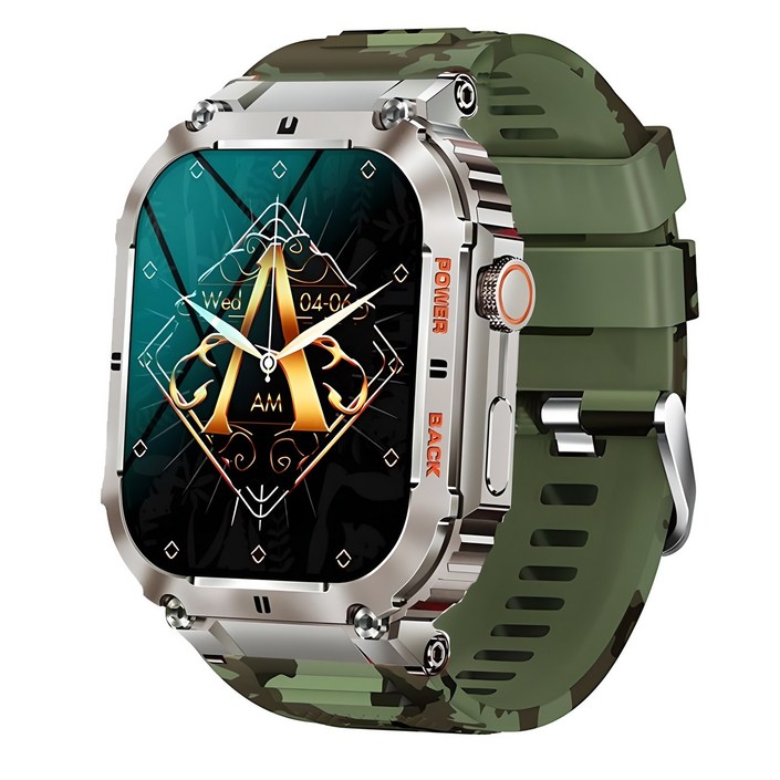 RichMagic K57PRO 1.96인치 아웃도어 방진 스마트워치 블루투스통화 음성비서 GPS IP68 방수 스포츠워치 49mm, 녹색, 49cm, GPS 블루투스