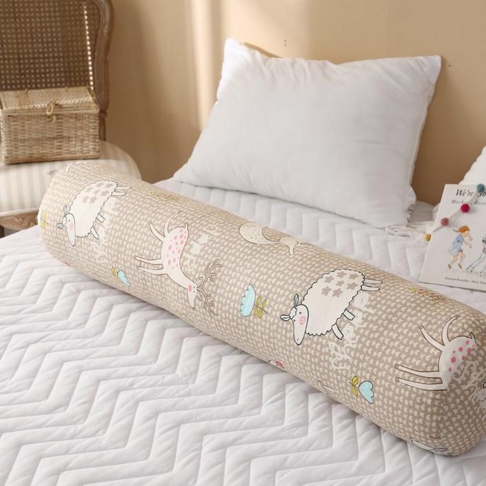 조은집 순면 일자형 롱쿠션 바디필로우 정전기 없는 순면 안심필로우, 순면애니멀베이지