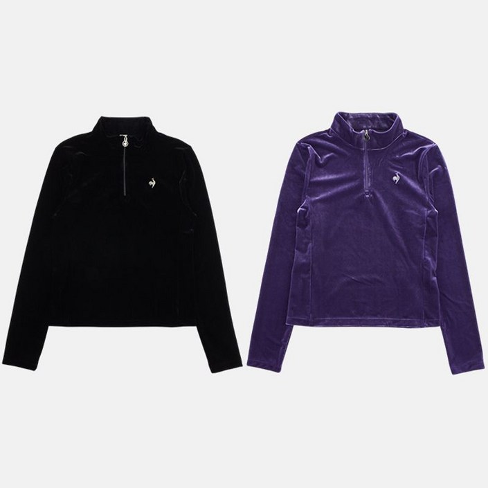 르꼬끄 여성 슬림핏 반집업 벨벳 긴팔 티셔츠 QP422ORLO1