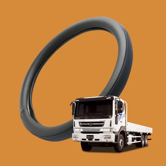 자동차친구 투라인 대형차 핸들커버 노부스 적용, 모노블랙 490mm