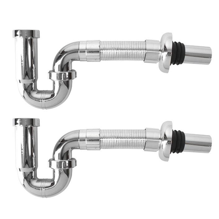 국산 세면대 벽면P형 배수트랩 2개입 세트, 1개