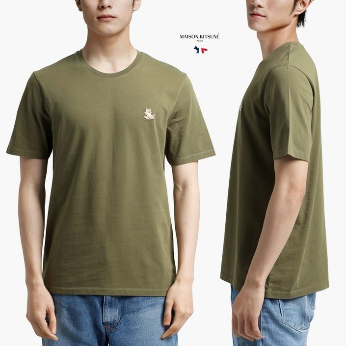 메종키츠네 CHILEX FOX 패치 코튼 크루넥 반팔티 P384
