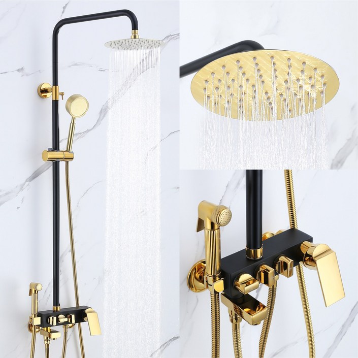 준앤코 BRS 골드 화이트블랙 해바라기 샤워기 욕실 샤워 수전 레인샤워