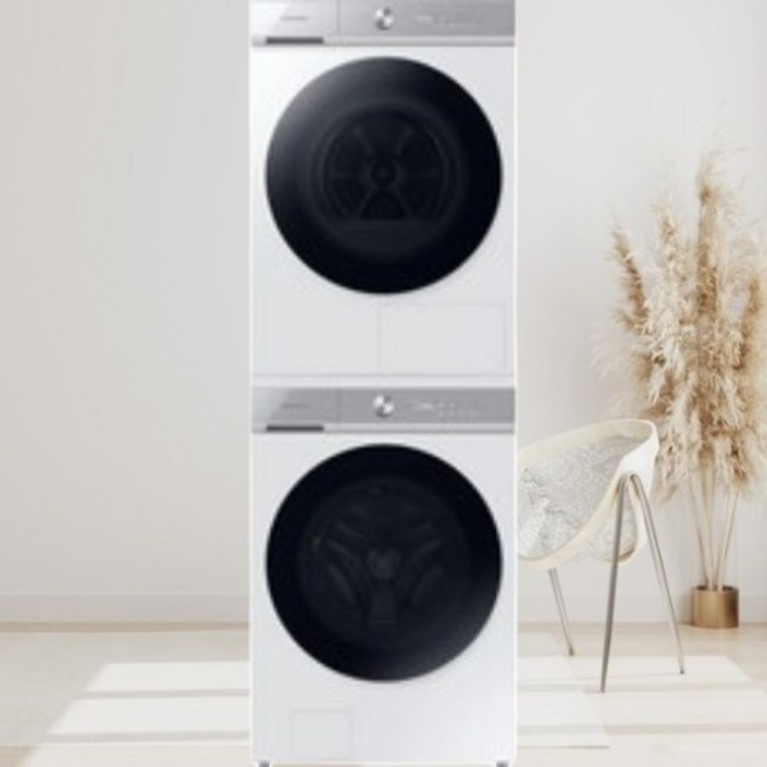 삼성전자 BESPOKE 그랑데 AI 직렬설치 세탁기  건조기 패키지 세트 WF21B6400KW7L 21kg  17kg  상단 설치 키트 방문설치