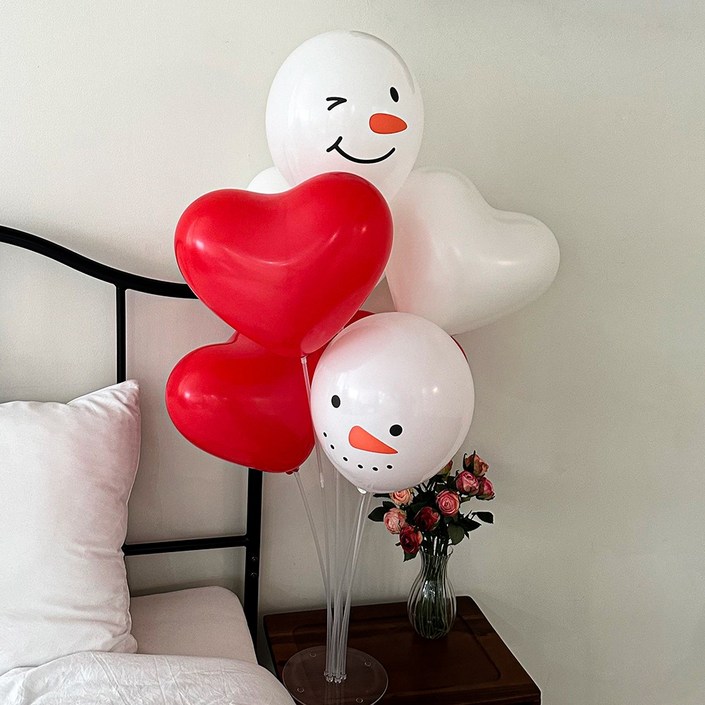 파티몬 크리스마스 레드 하트 눈사람 풍선 스탠드 홈 파티 소품 용품 데코