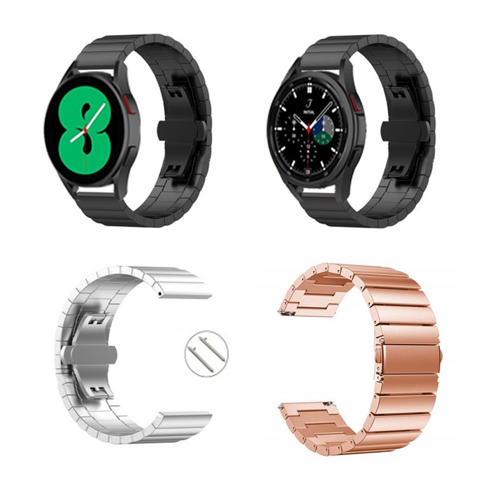 갤럭시 워치4 40 44 42 46mm 클래식 메탈 스트랩 밴드 시계줄 SM-R860/R870/R880/R890N 호환, 실버