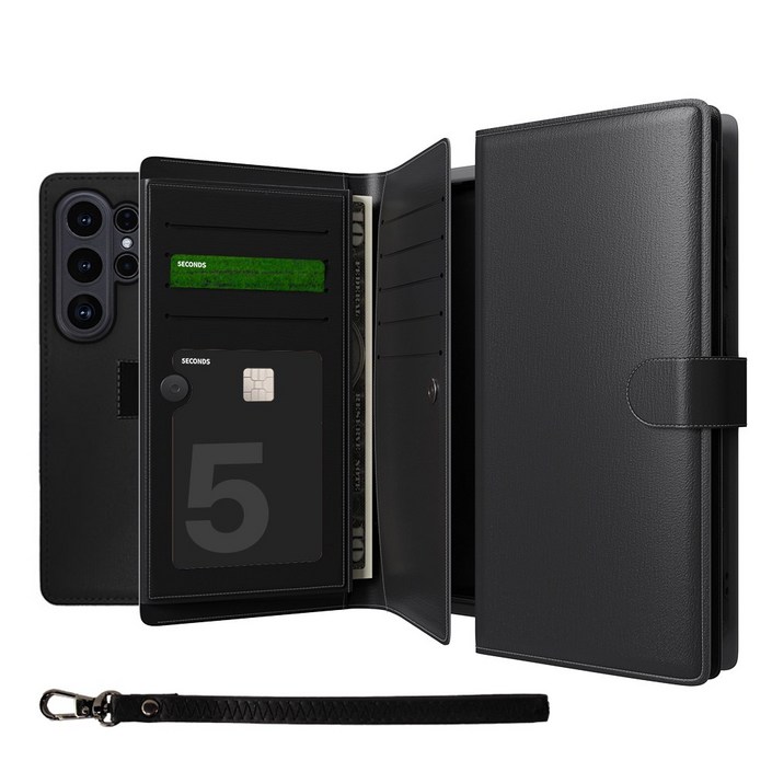 5세컨즈 핸디W 지갑 가죽 다이어리 카드수납 휴대폰 케이스 + 핸디 스트랩 세트