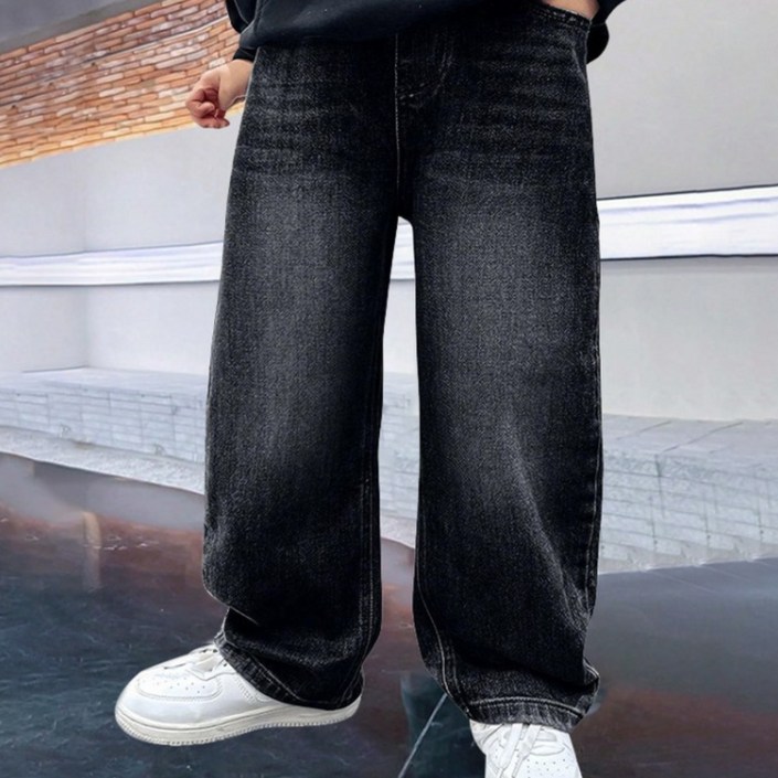 초등 주니어 워싱 와이드 청바지 봄가을용겨울기모 130170호