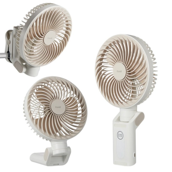 프롬비 윈드스핀 빅팬 자동회전 무선 휴대용 집게형 자석 마그네틱 탁상선풍기 FG259 10000mAh 대용량, 크림베이지