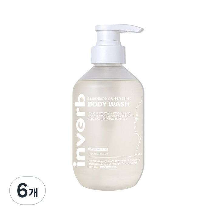 인버브 본사 인버브 에센맘 클린 케어 바디 워시, 6개, 500ml