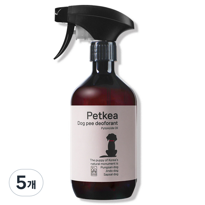 펫케아 강아지탈취제 피톤치드 천연 스프레이 반려견 오줌냄새 제거 + 공병, 5개, 500ml