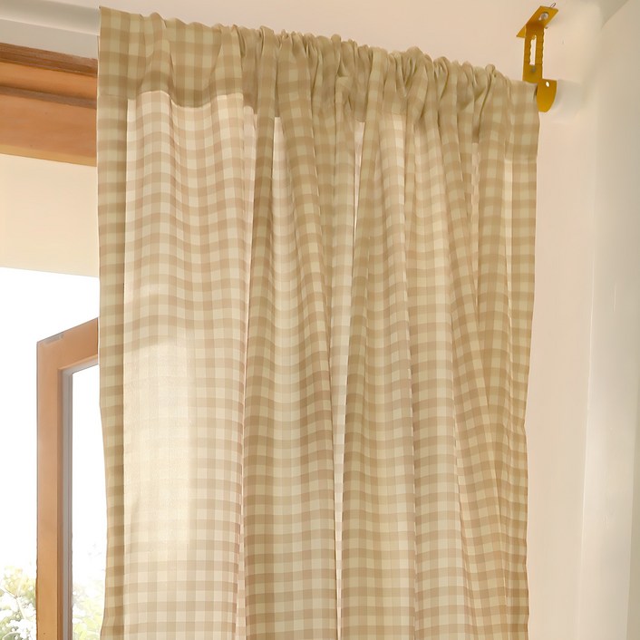 바자르 모노체크 가리개 커튼 + 커튼끈