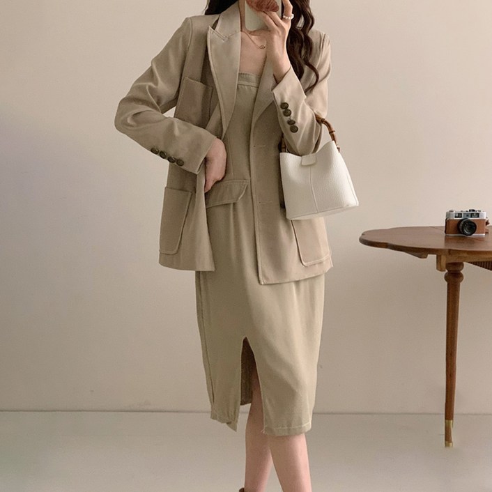 시크힐즈 스티치 뷔스티에 원피스 재킷 정장세트 00747