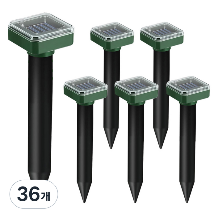 21세기트랜드 싹쓰리 두더지 유해동물 뱀 쥐 강력 초음파 태양광 퇴치기 블랙, 1개입, 36개