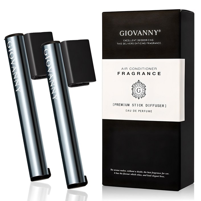 GIOVANNY 차량용 스틱 디퓨저 케이스 2p 방향제 리필 4p 세트 피코크 블루, 블랙체리, 1세트