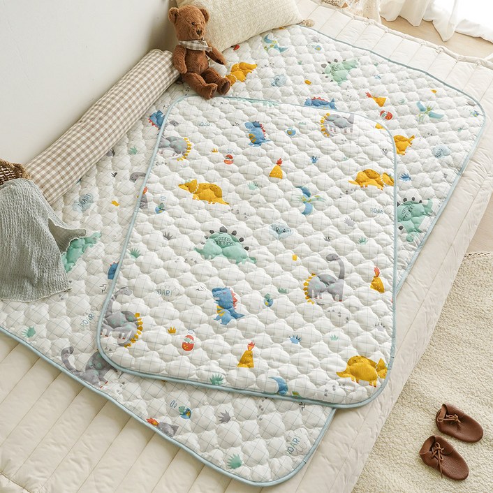 쁘리엘르 유아용 다이노 면 누비 방수 패드