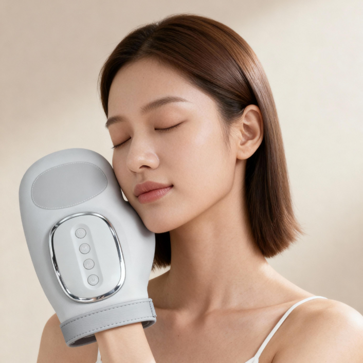 YAPOGI 손마사지기 온열형 무선 충전식 휴대용 손가락 마사지기, 직장인 피로 회복 선물용