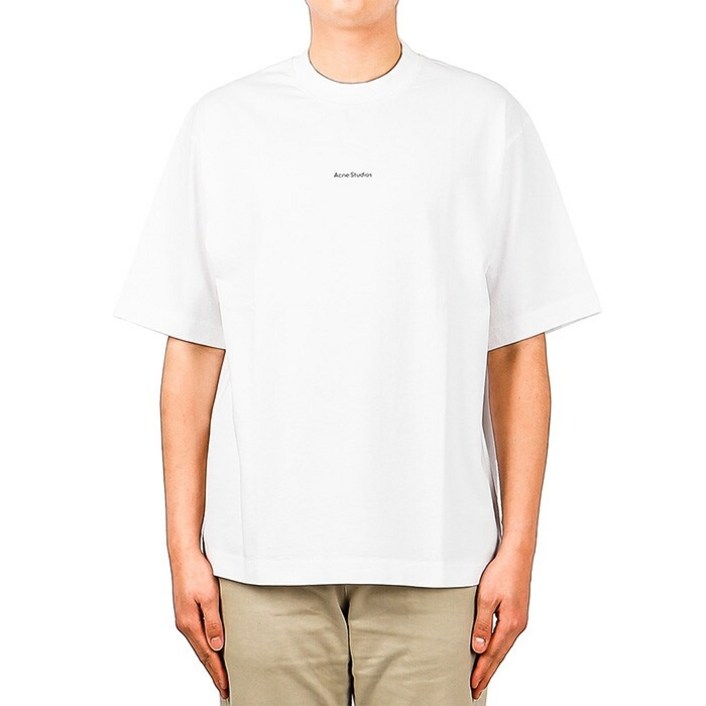 [아크네] (BL0198 WHITE) 남성 로고 반팔 티셔츠 20FW